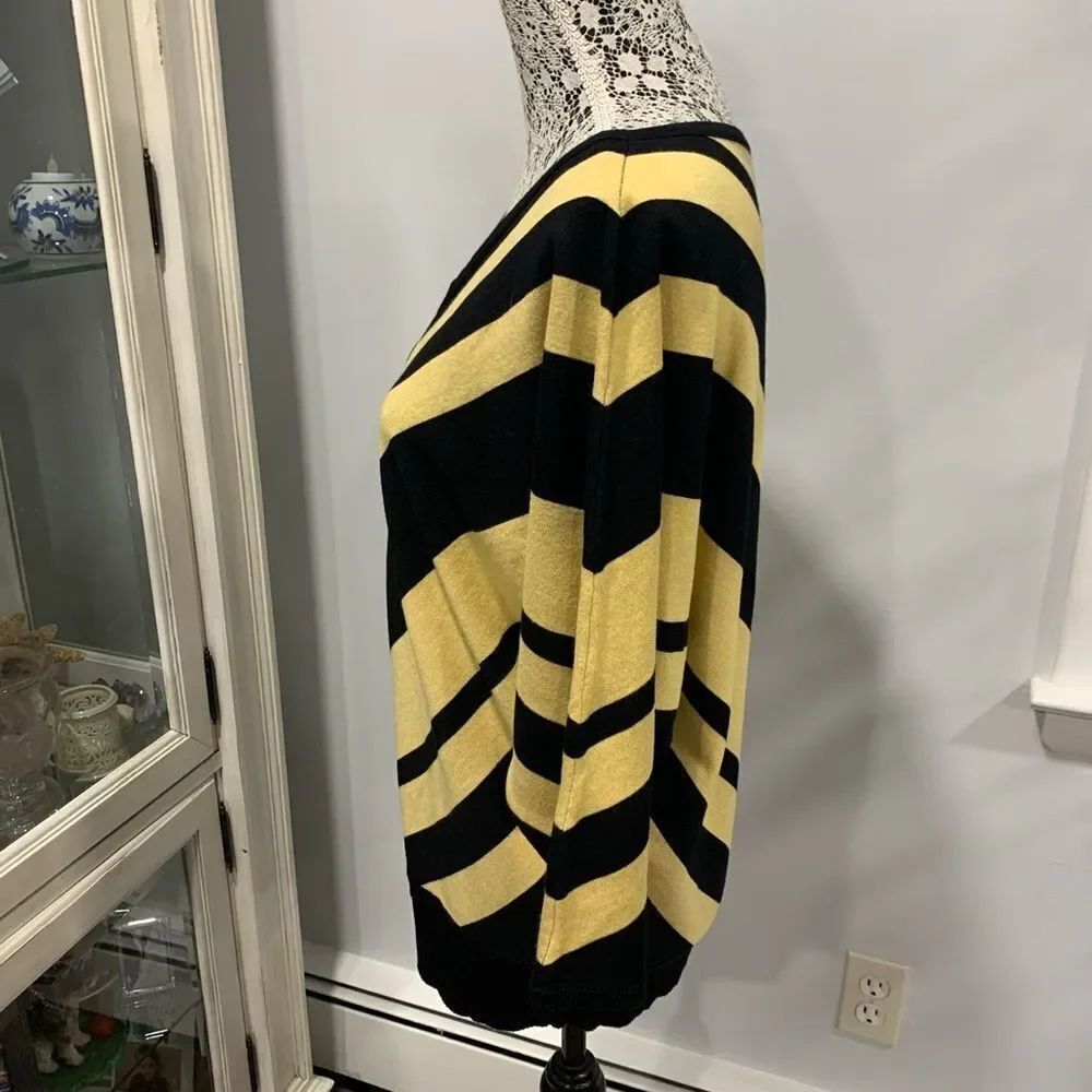 Joan Vass Striped V-Neck Sweater - Picture 6 of 10